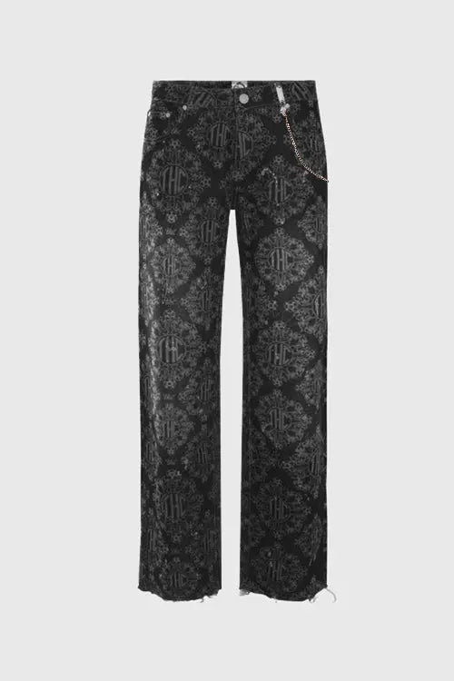 Laser Etched Painter Baggy Denim Jeans Hideout